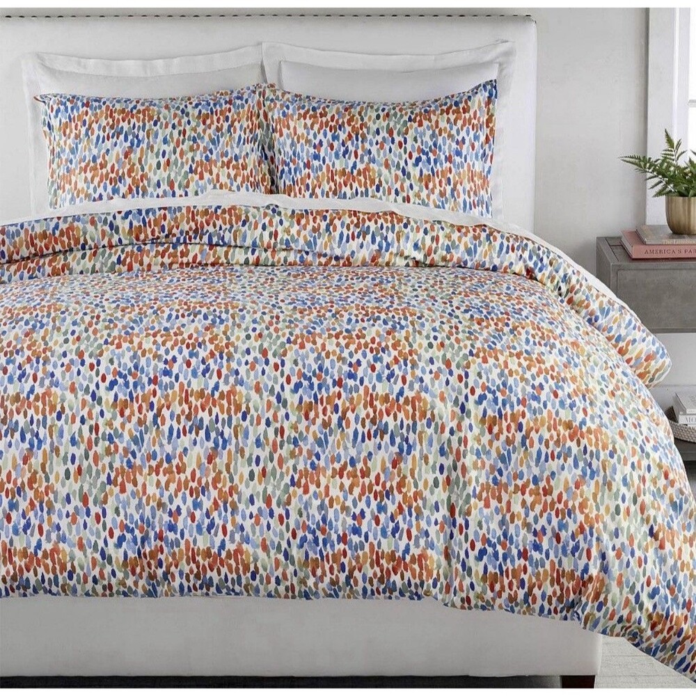 Annabel Watercolor Dot Organic Percale King Size Duvet Cover - NWT - Ret. $159